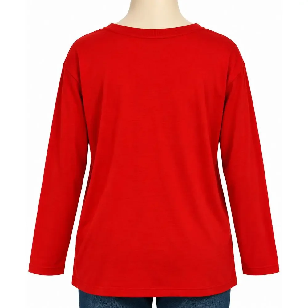 Old Navy Boys Red Long Sleeve Crew Neck T-Shirt Size S 6/7 Cotton Te